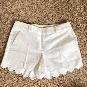 J. Crew 4” white shorts with scallop hem